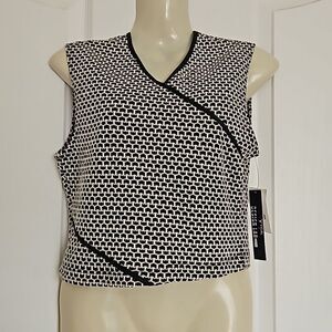 Design Lab Crop Top With Faux Leather Trim Small Black/White